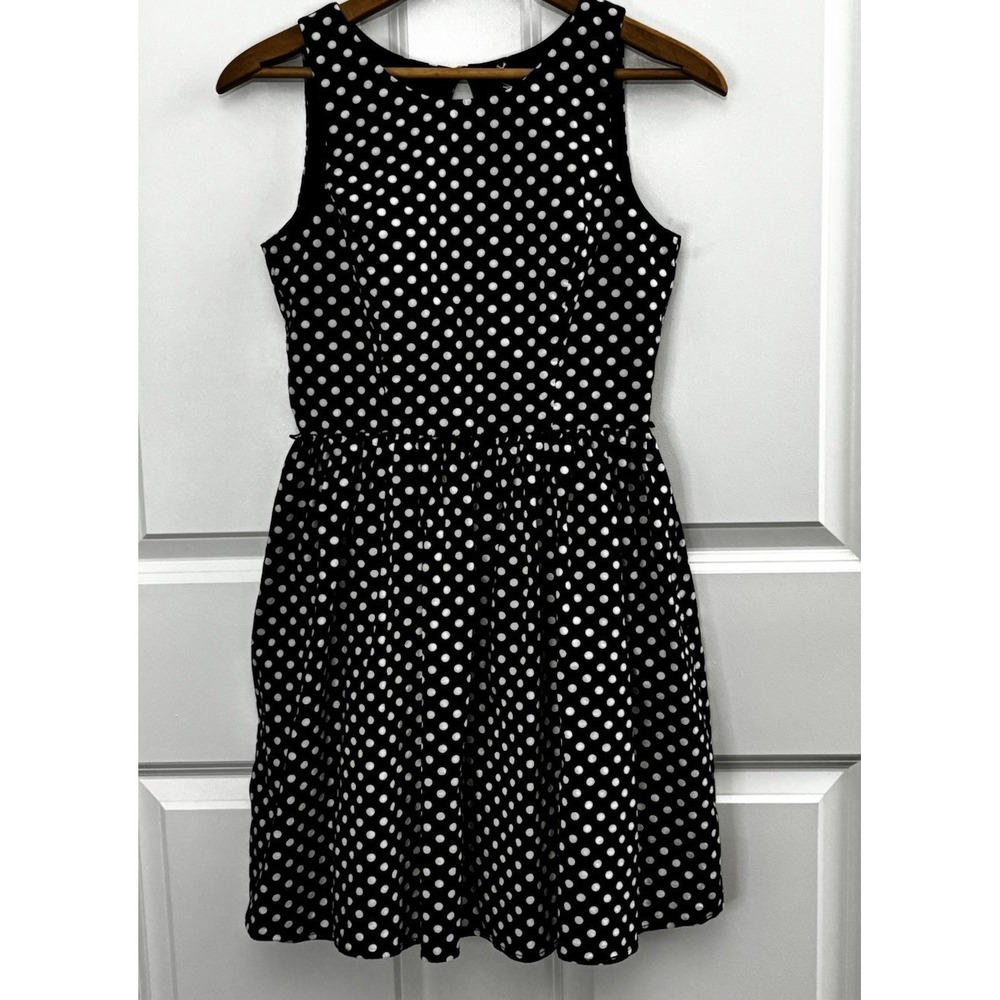 RNB Womens Small Polka Dot Fit Flare Dress Keyhole Back Audrey Hepburn 0516 - Picture 2 of 9